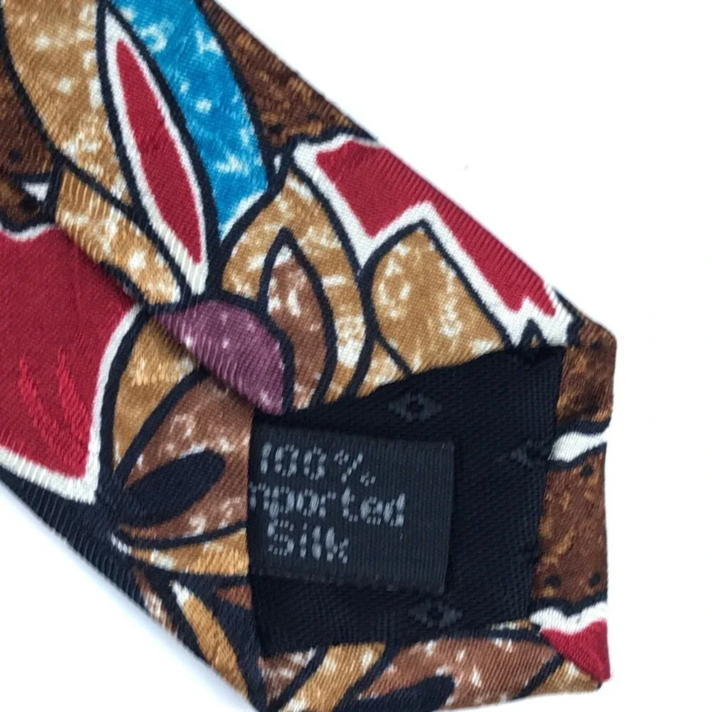 Mario Valentino Men's 100% Silk Multi-Color Floral Flower Elegant Necktie Tie